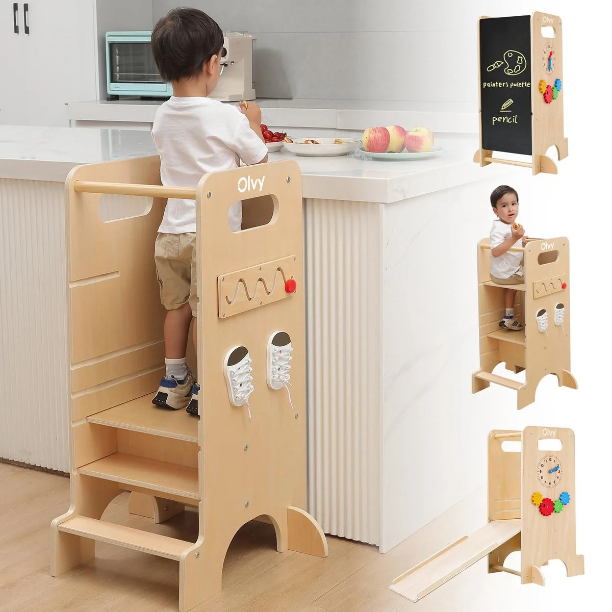 Onze keuze leertoren met extra functies: Olvy Kids - 4-in-1 Leertoren