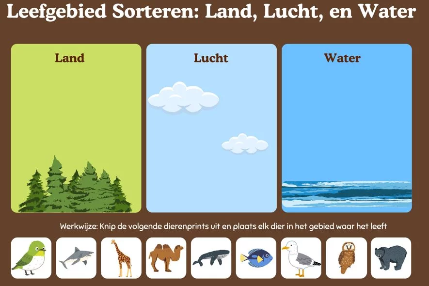 Montessori activiteiten voor peuters, dieren sorteren voor kleuters, educatieve spelletjes over leefgebieden