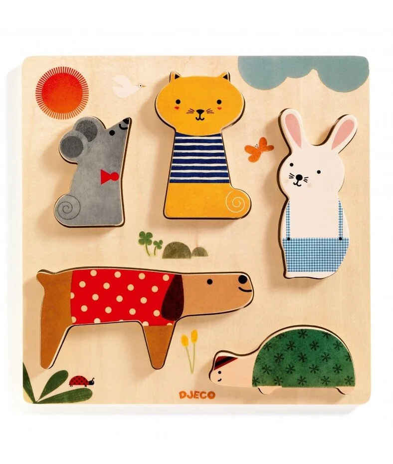 Woodypets houten puzzel Verstelbare leertoren alternatief: MamaToyz Houten leertoren